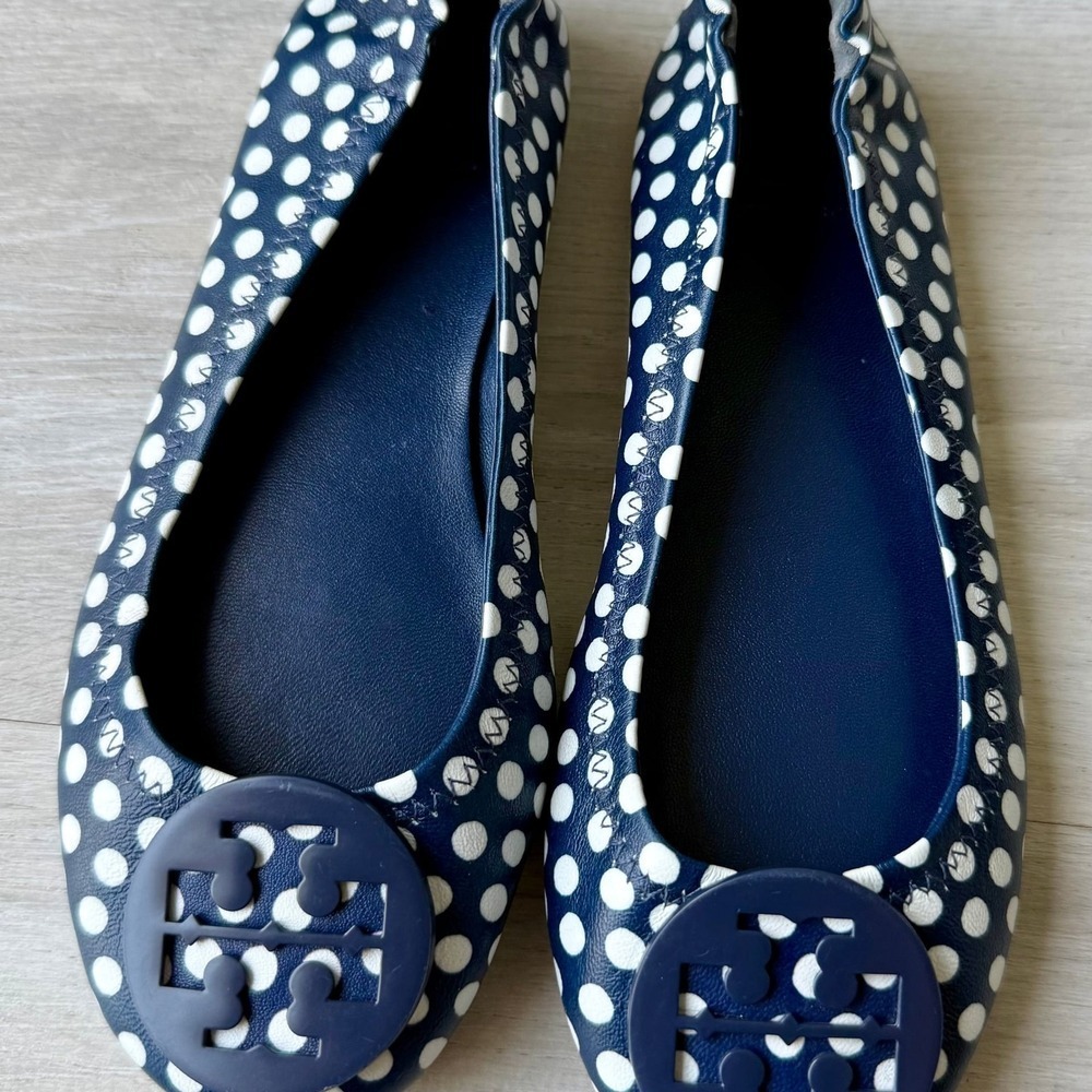 Tory Burch Navy White Polka Dot Ballet Flats Size 4.5-5